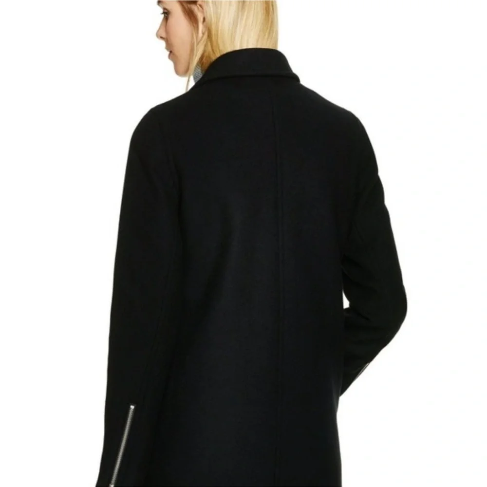 ARITZIA Wilfred Free Fei Wool Black Pea Coat Lined Moto Style Jacket - Picture 3 of 10
